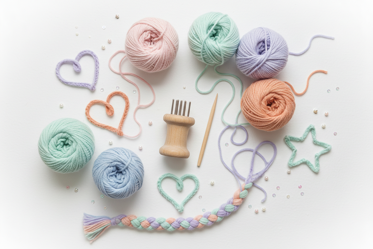 Imagen de tricotin en colores pastel